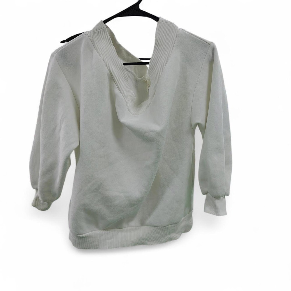 HM Womens Oversized Hoodie White Fleece Lined Sweatshirt Large